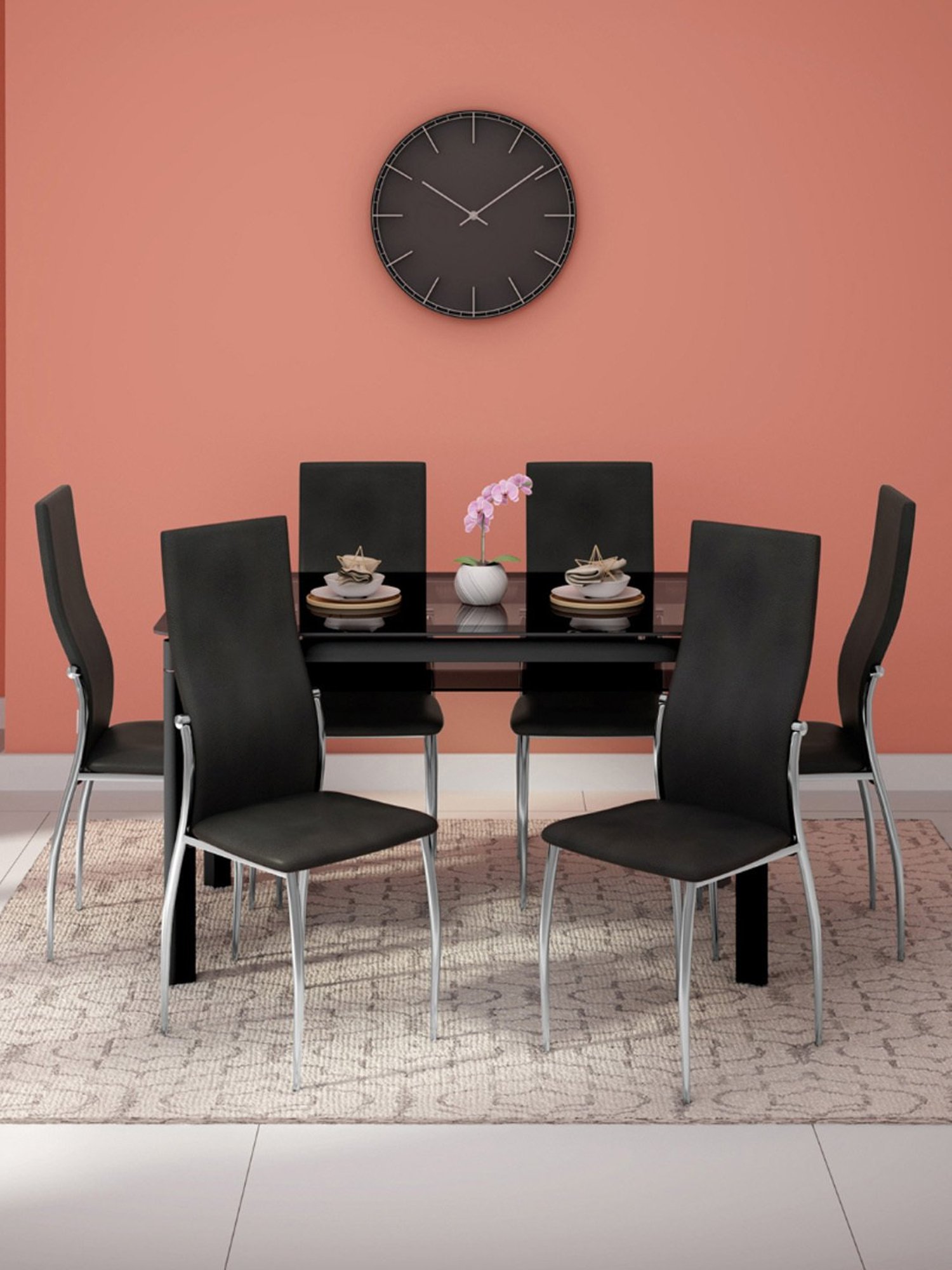 Godrej Interio Tia Black Mild Steel Dining Chair (Set of 2)