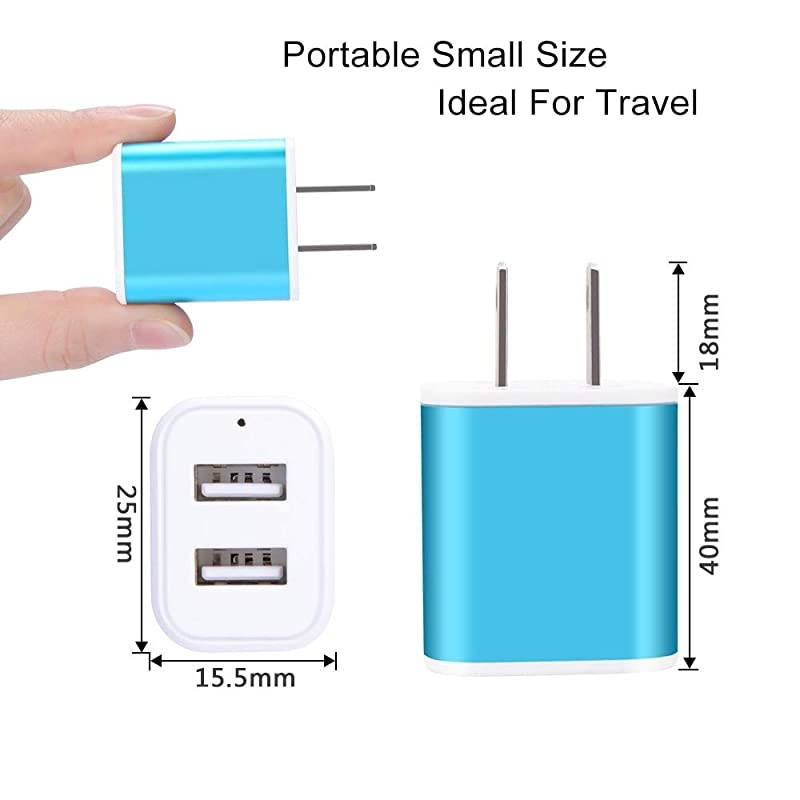 Android Charger with Wall Plug,  2.1A Dual Port USB Wall Charger Brick Block Charger Cube Box with 2Pack 6ft Micro USB Cable Phone Charger Cord for Samsung Galaxy S7 S6 Edge J3 J7, LG Stylo 5 3
