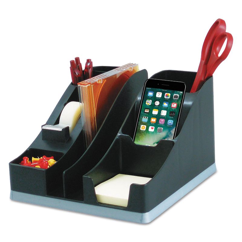 Deflecto All-In-One Caddy 8 1/8 x 9 1/8 x 5 3/16 Black/Silver 35172