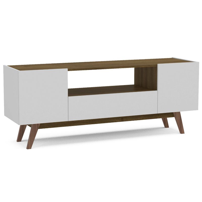 60" Brooklyn TV Stand White/Walnut - Chique
