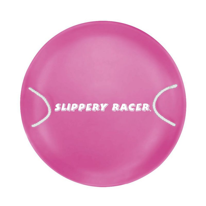 Slippery Racer SR745PK ProDisc 26 Inch Heavy Duty Aluminum Iron Alloy Metal Saucer Snow Sled with Dual Riveted Soft Grip Rope Handles, Pink