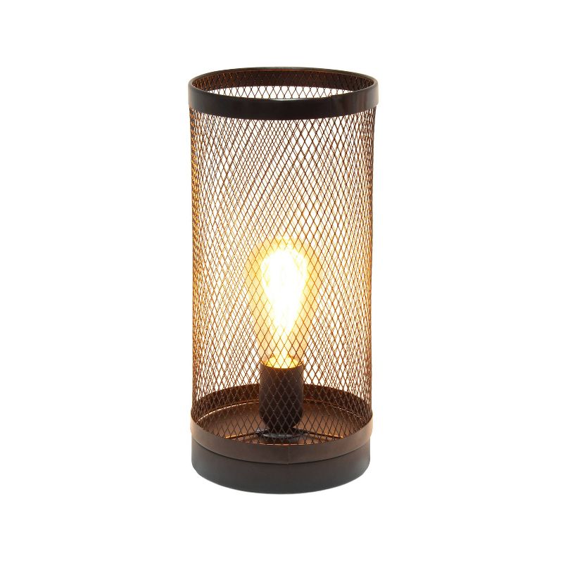 Mesh Cylindrical Steel Table Lamp Black - Simple Designs