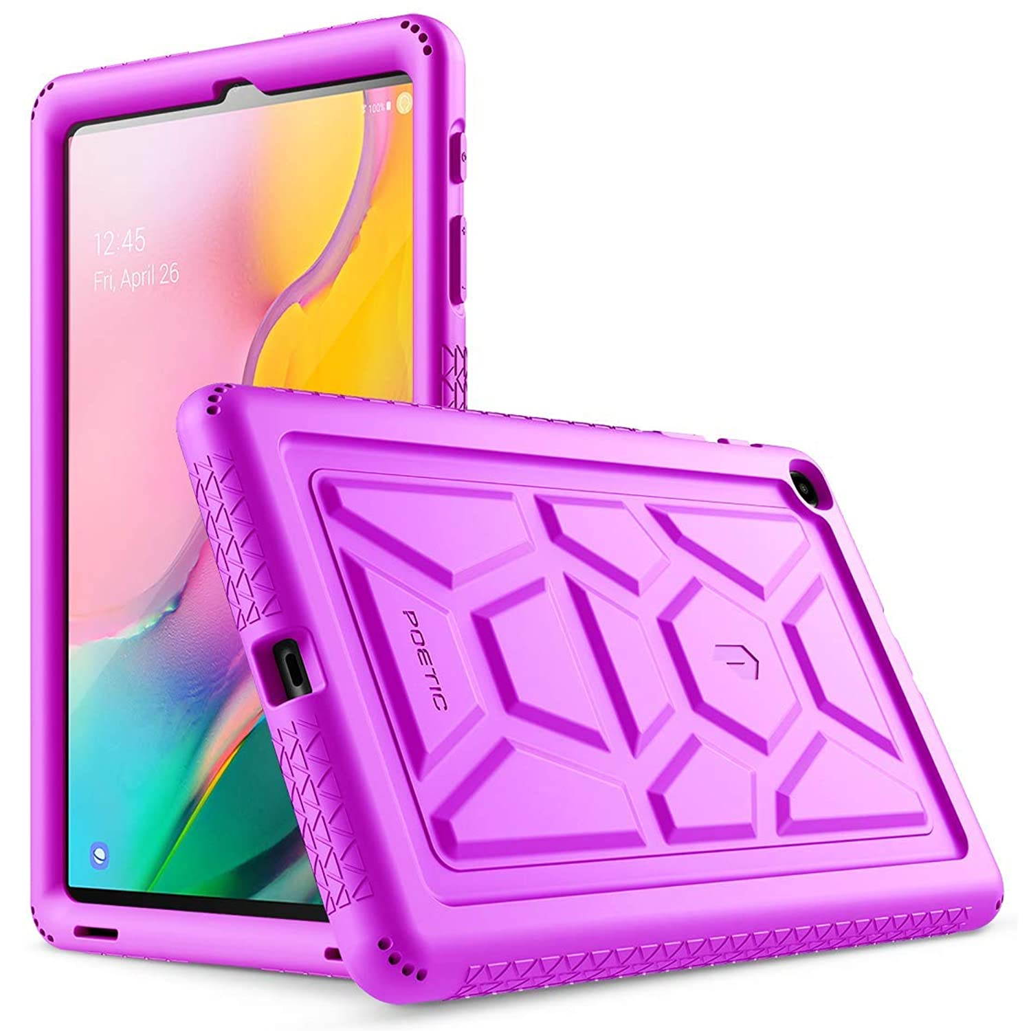 Galaxy Tab A 10.1 2019 Case, Model SM-T510/T515, Poetic Heavy Duty Shockproof Kids Friendly Silicone Case Cover,TurtleSkin Series, for Samsung Galaxy Tab A Tablet 10.1 Inch (2019), Purple