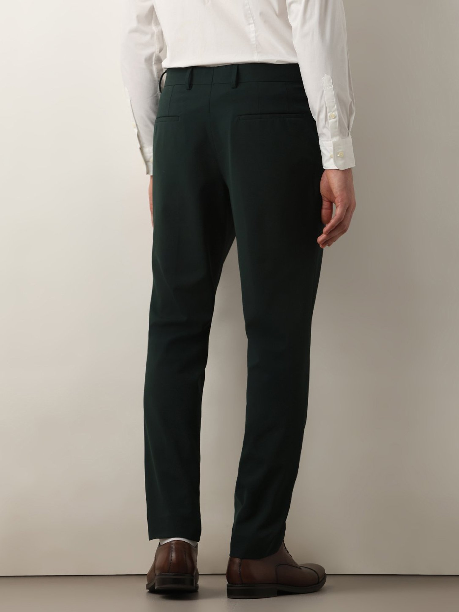 SELECTED HOMME Dark Green Slim Fit Flat Front Trousers