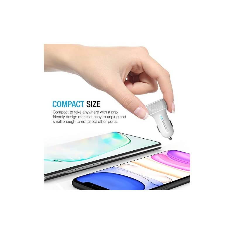 Car Charger with SmartUSB Port 48A24W WhiteGrey Charger Adapter for for iPhone 11 Pro MaxXS MaxXRXSX87Plus S20 UltraS10S10+S10eNoteLGiPad ProAir 2MiniHuawei MotoPixel