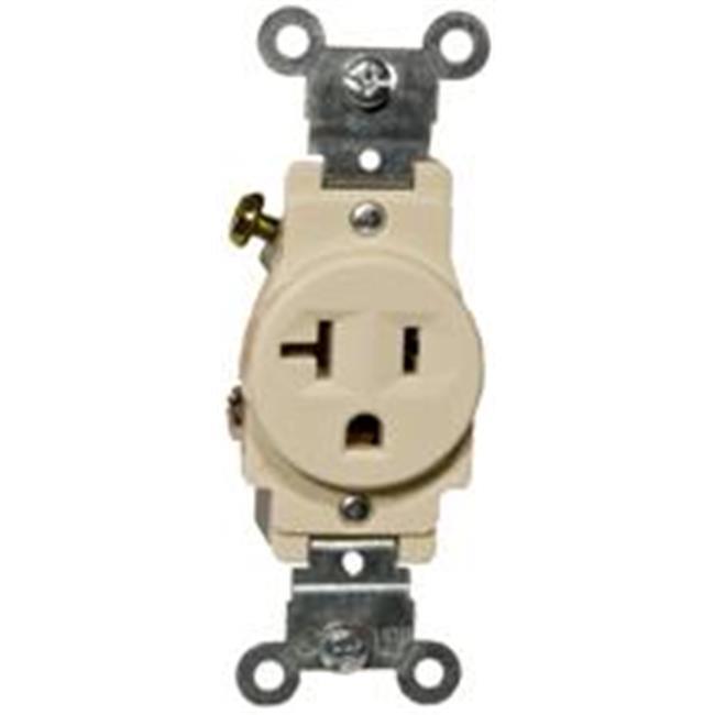 Morris Products 82155 Industrial Grade Single Receptacle Ivory 20A-125V