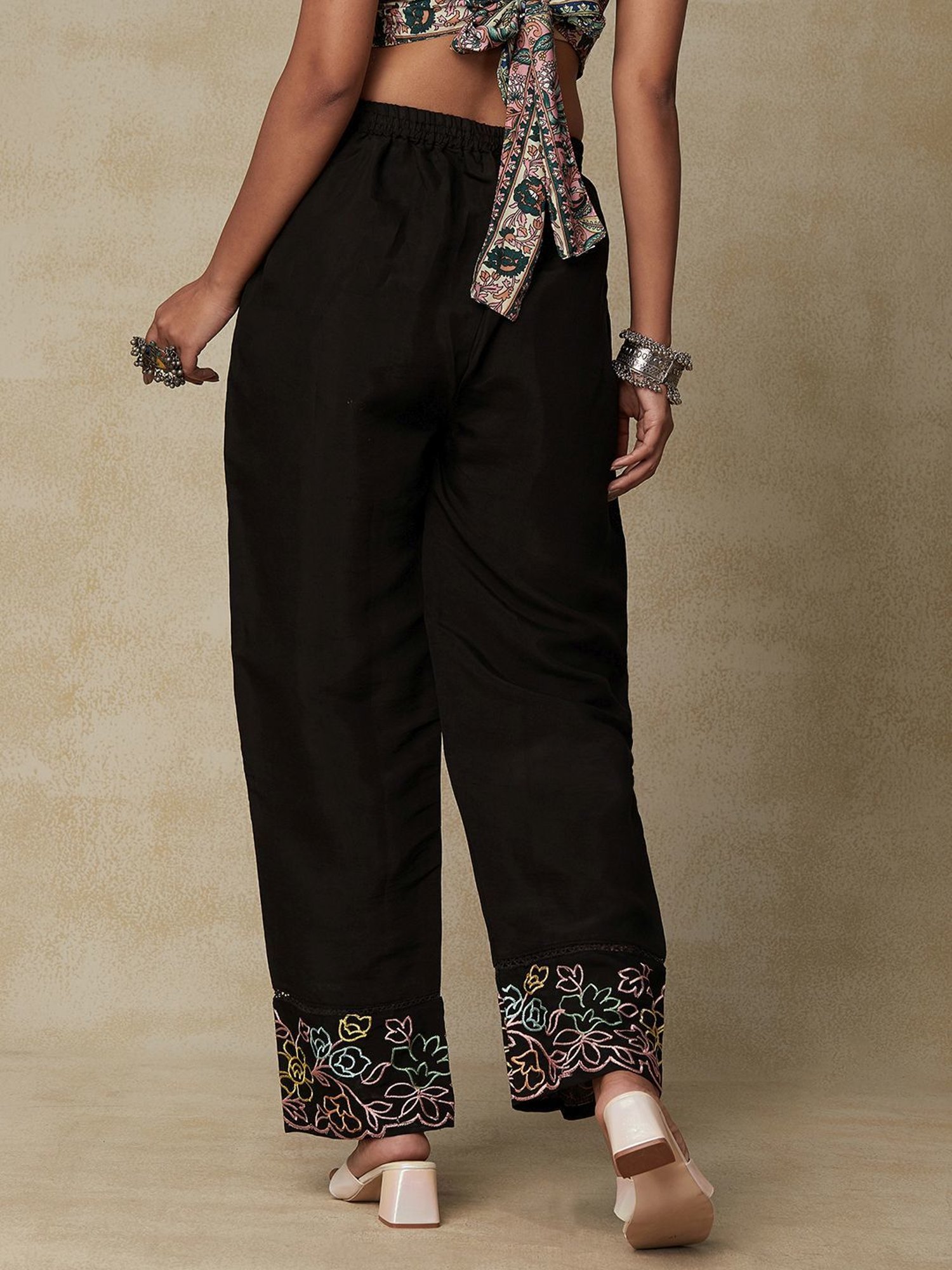 Fashor Black Embroidered Pants