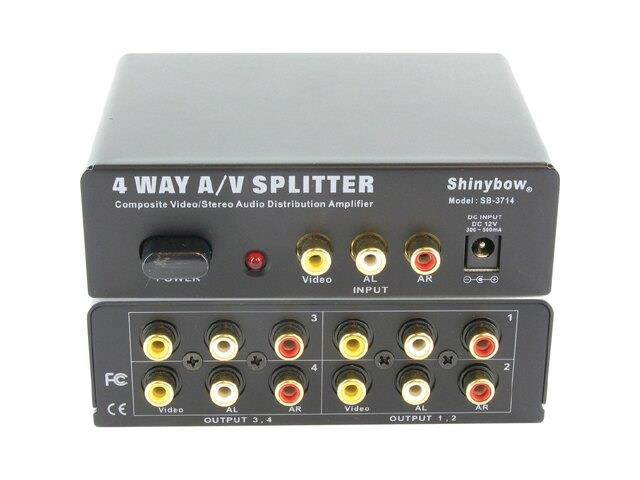 Shinybow SB-3714 1x4 AV Distribution Amplifier w/3-Yr Warranty