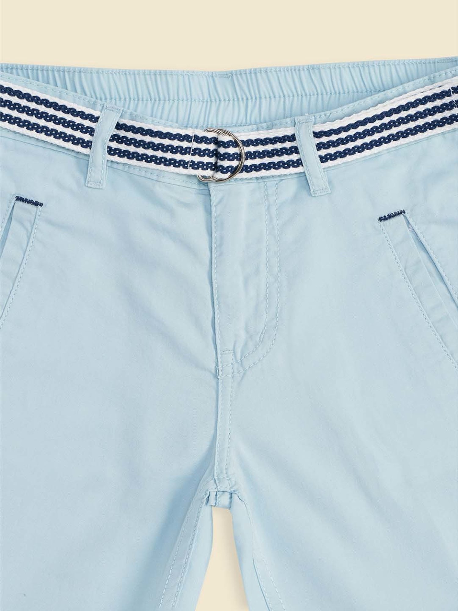 Pantaloons Junior Kids Powder Blue Cotton Printed Shorts