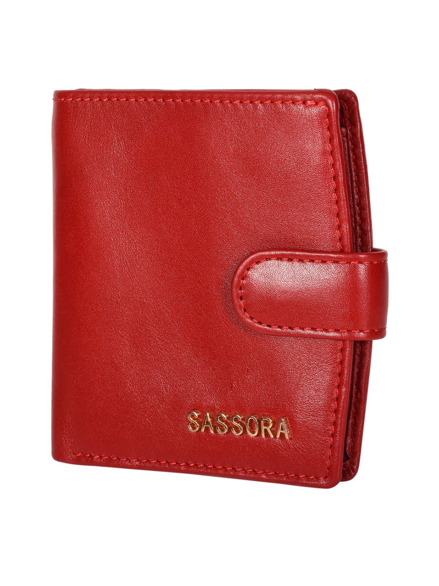SASSORA Red Solid Rfid Bi-Fold Wallet for Women