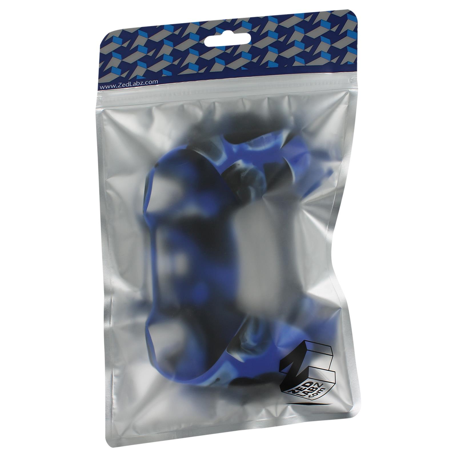 ZedLabz SG-1 silicone rubber grip cover case skin for Sony PS4 controllers - camo blue