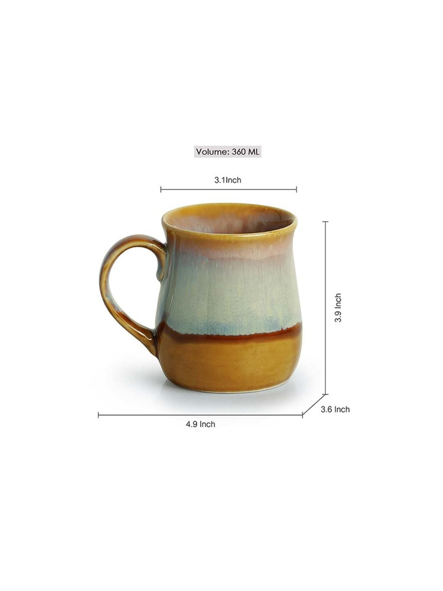 ExclusiveLane Tea-Coffee & Milk Mug Dual-Glazed Studio Pottery In Ceramic (360 ML)
