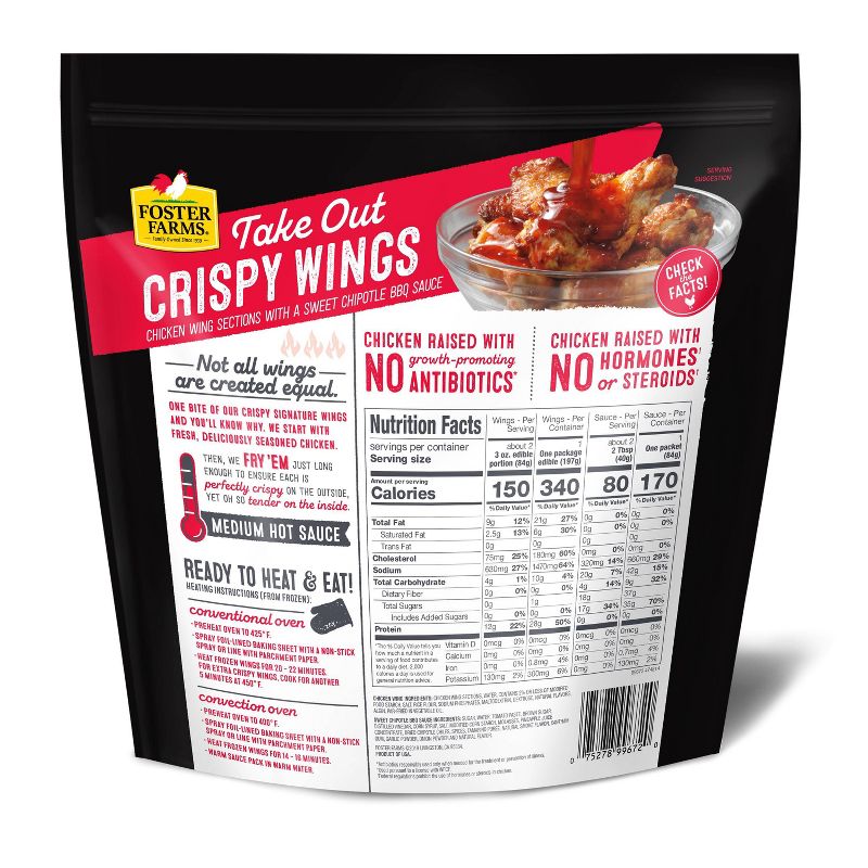 Foster Farms Chipotle BBQ Take Out Chicken Wings - Frozen - 16oz