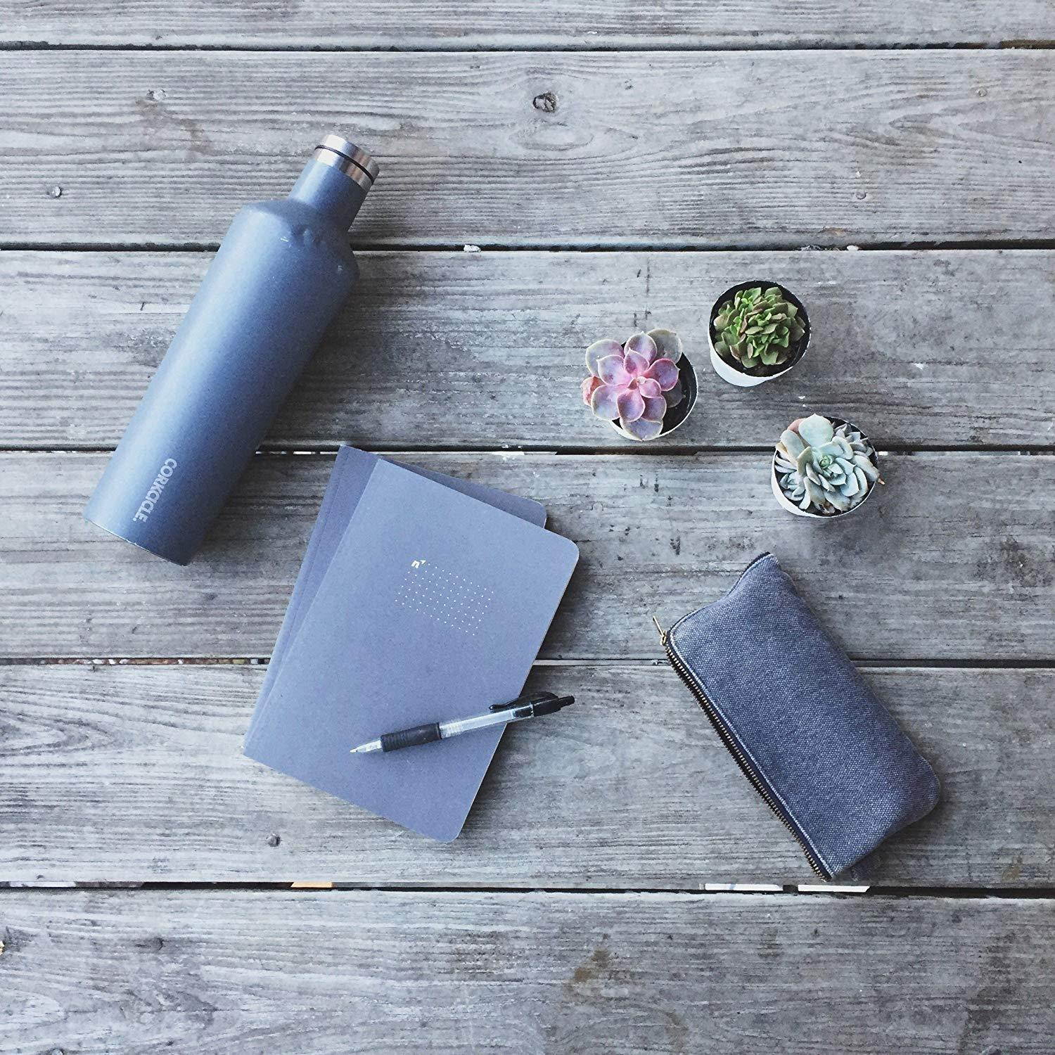 Northbooks A5 Softcover Writing Notebooks: Bullet Journal Notebook/Diary / Notepad for School, Work, Travel or Personal Use - 144 Pages - 5.81" x 8.25" Cream Dotted Grid Paper - Gray Cover, 2 Pack