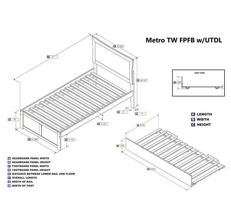 Metro Twin Flat Panel Foot Board w/ Urban Trundle Espresso - Atlantic Furniture