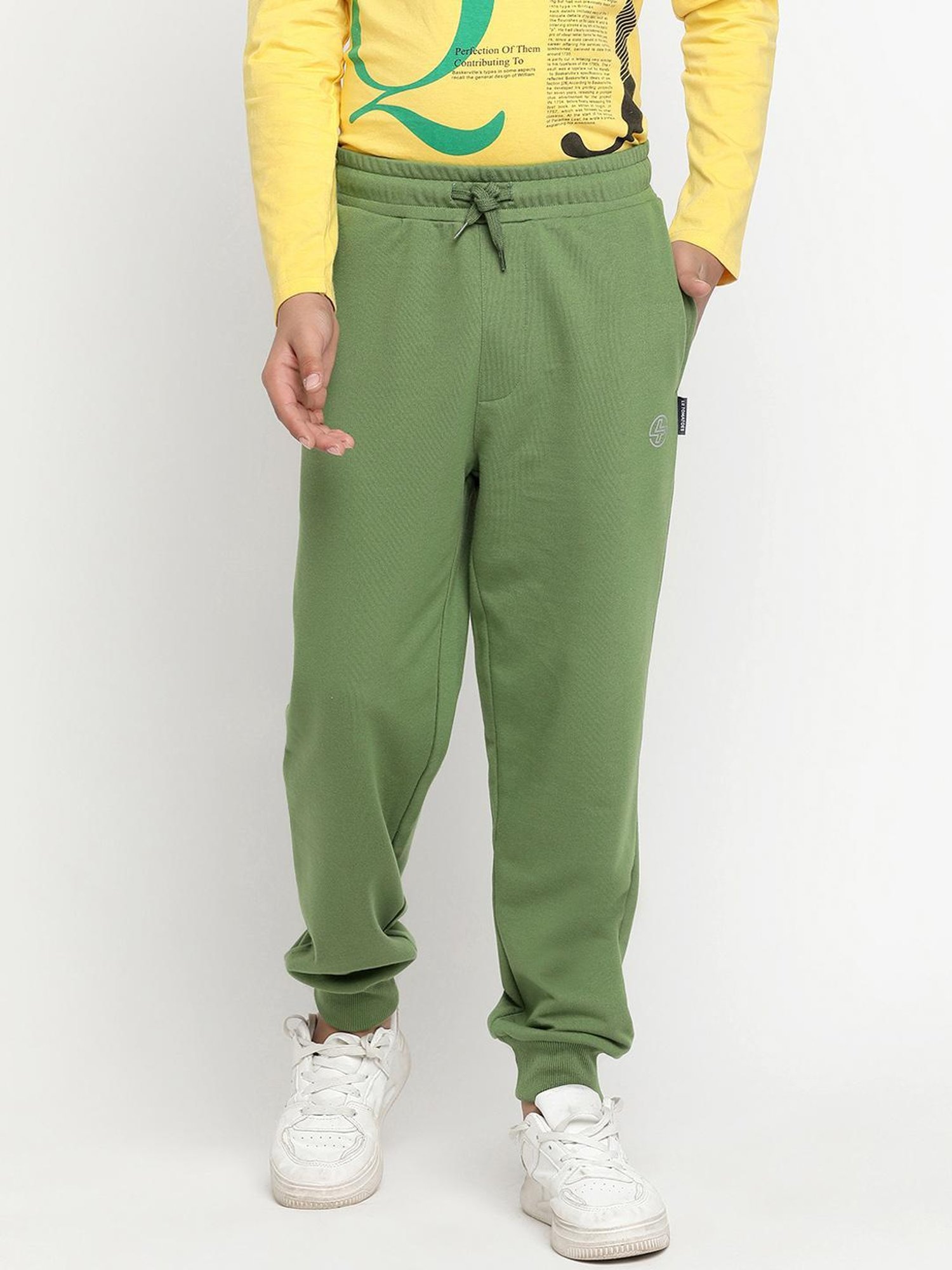 Lil Tomatoes Boys Olive Solid Trackpants