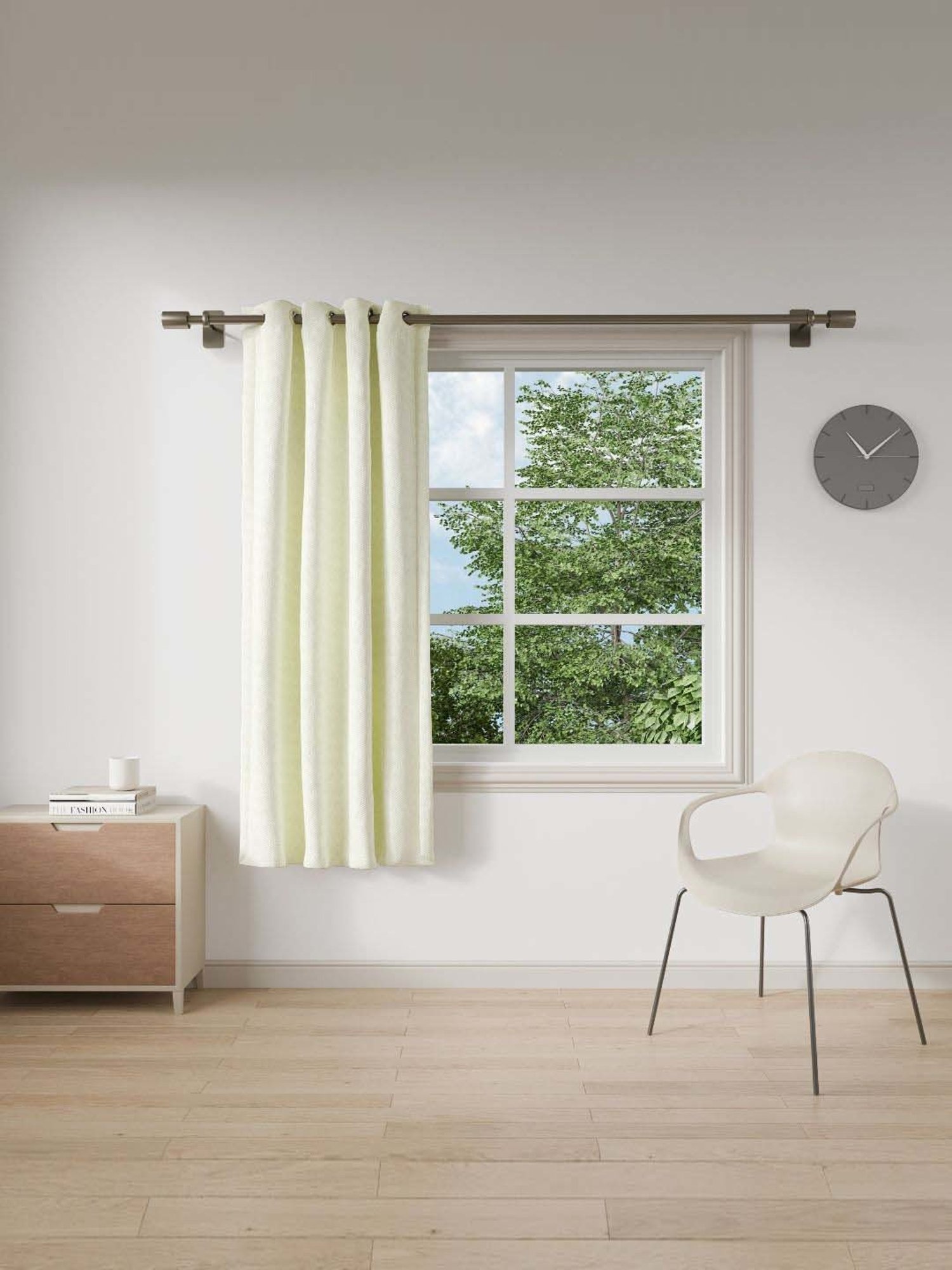 Swayam Cream & Blue Printed Faux Silk Door Curtains - Set of 2