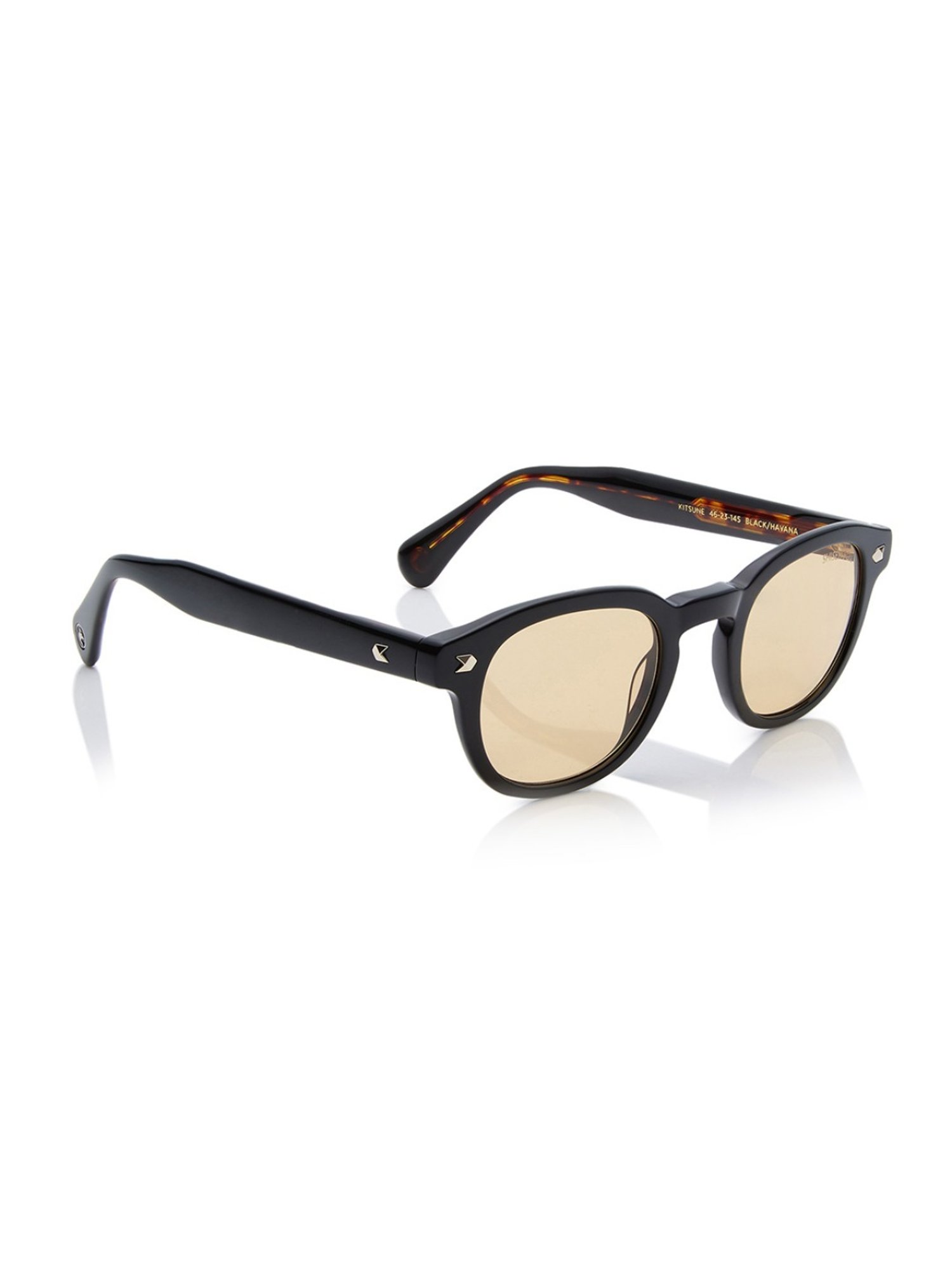 Shisen Fox Kitsune Black/Havana Round Unisex UV Protection Sunglasses -49 mm