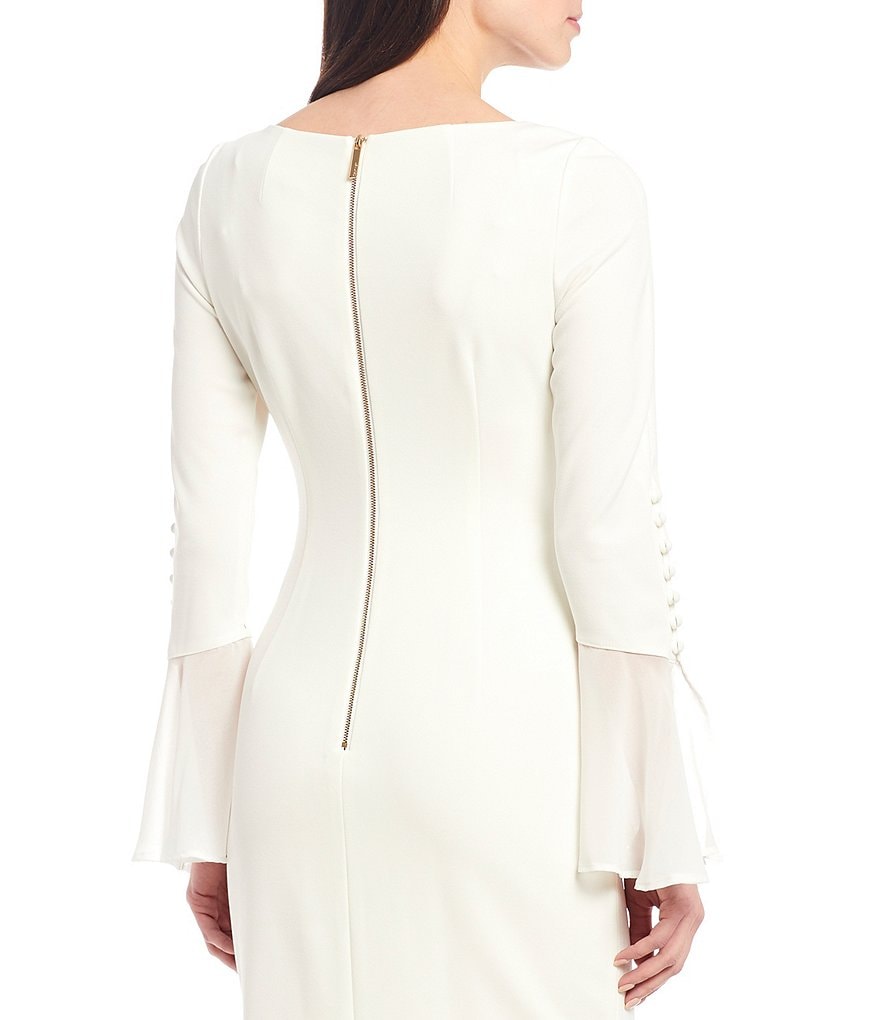 Calvin Klein Chiffon Bell Sleeve Sheath Dress