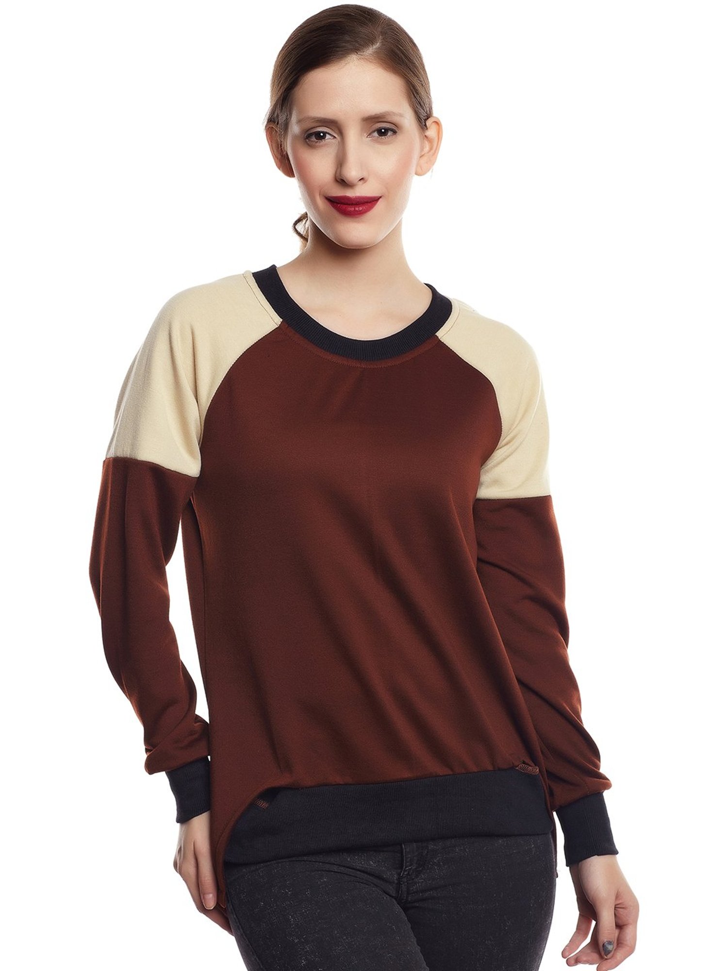 Belle Fille Brown Full Sleeves Sweatshirt