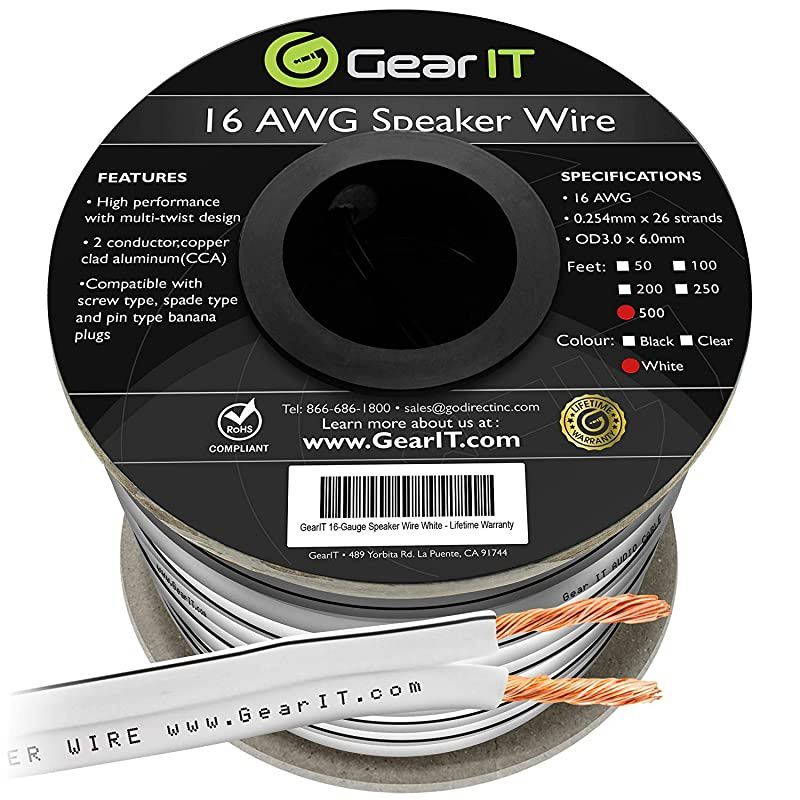 16AWG Speaker Wire  Pro Series 16 Gauge Speaker Wire Cable 500 Feet 1524 Meters Great Use for Home Theater Speakers and Car Speakers White