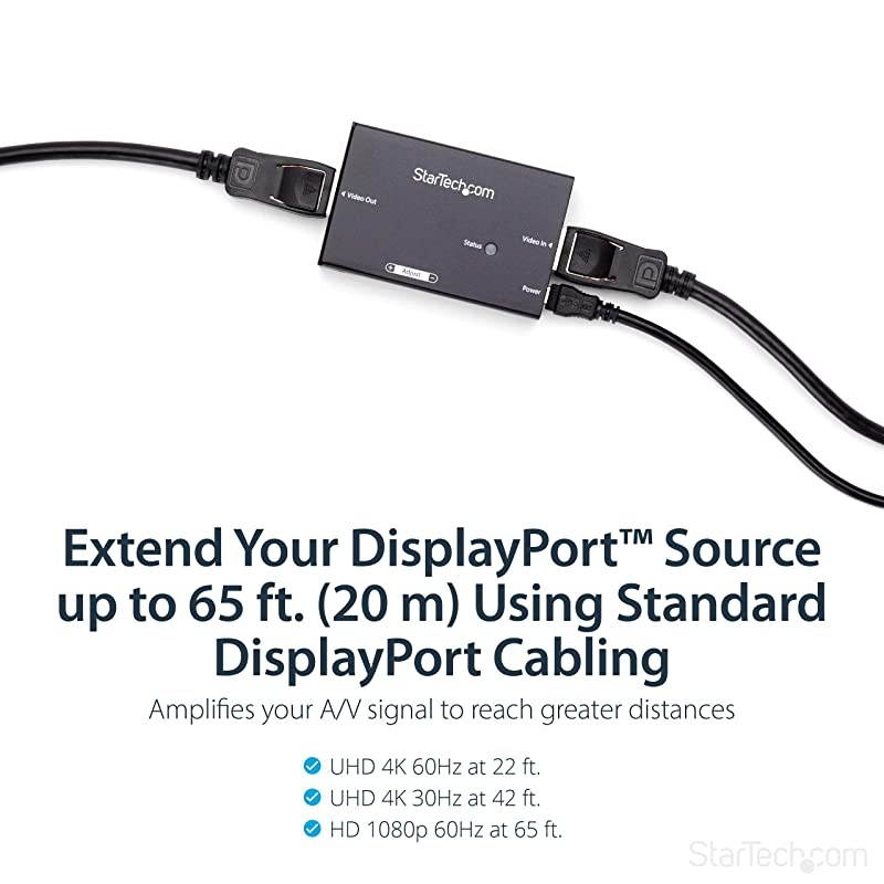 com DisplayPort Signal Booster - DisplayPort to DisplayPort Video Signal Amplifier - 4K 60Hz DisplayPort Extender (DPBOOST)