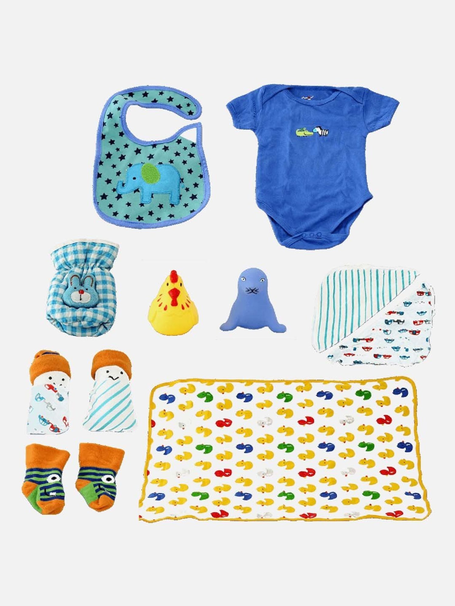 Little Surprise Box Kids Blue Cotton Printed Full Sleeves Gift Set