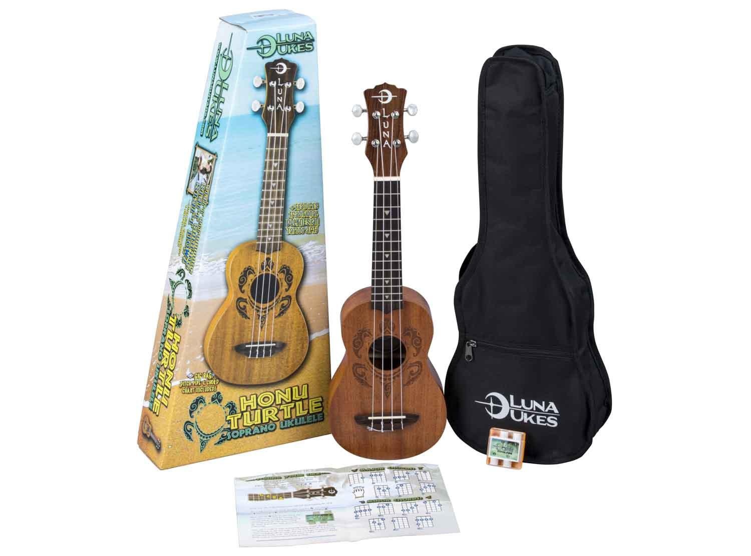 Luna Guitars Honu Turtle Soprano Ukulele Pack