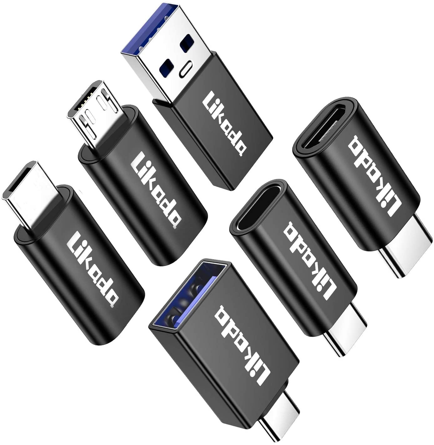 USB Type C Adapter USB C to Micro USB/USB C to USB 3.0/USB C to 1phone Adapter Data Sync Fast Charging Convert Connector for Samsung Galaxy S9 S8 Note 9 Google Pixel (Black)