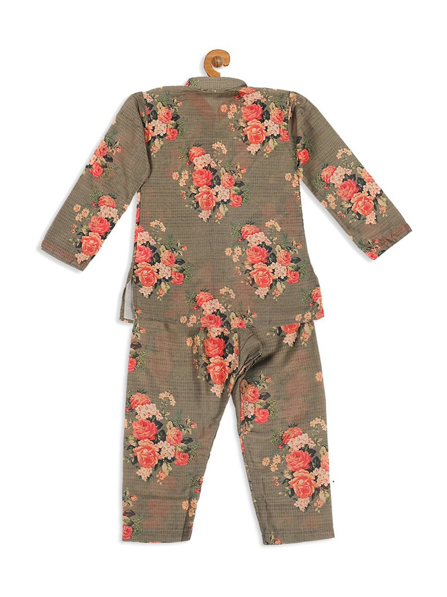 VASTRAMAY SISHU Beige & Pink Cotton Floral Print Kurta Set