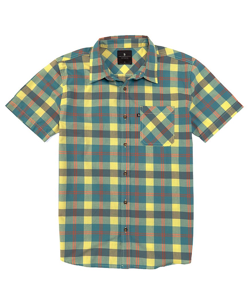 Junk Food Classic-Fit Short-Sleeve Shepard Plaid Woven Shirt