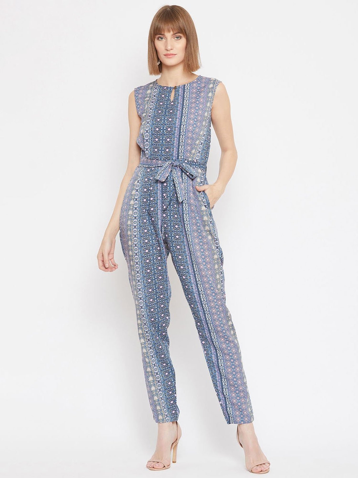Uptownie Lite Women's Crepe Printed Keyhole Maxi Jumpsuit