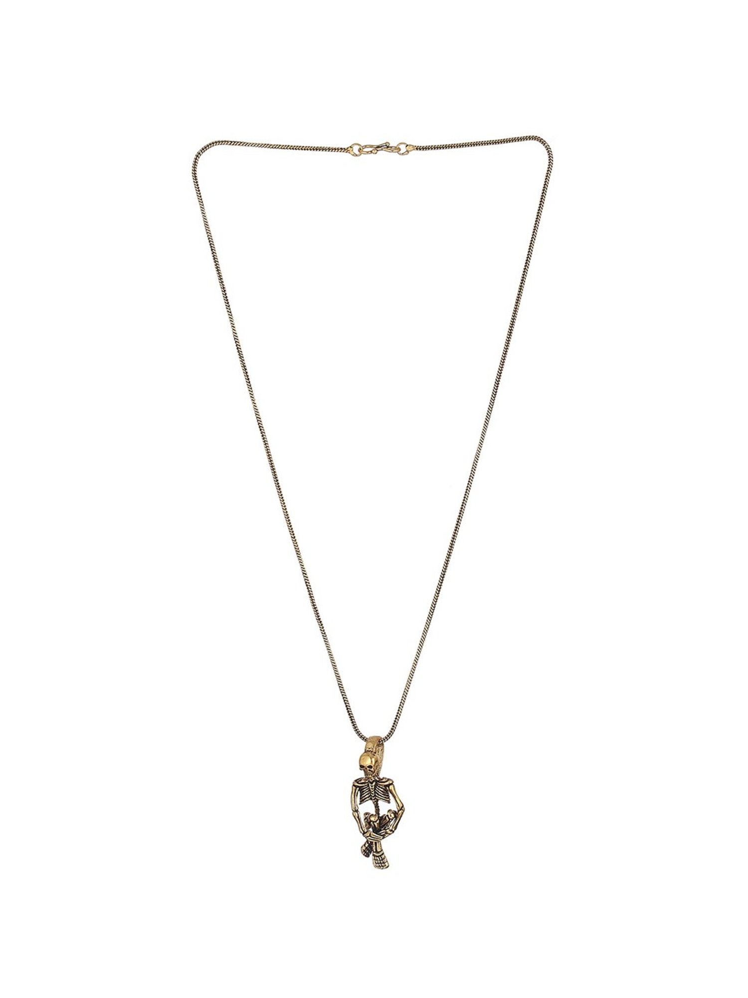 Bold by Priyaasi Sitting Skeleton Black Casual Pendant With Chain for Men