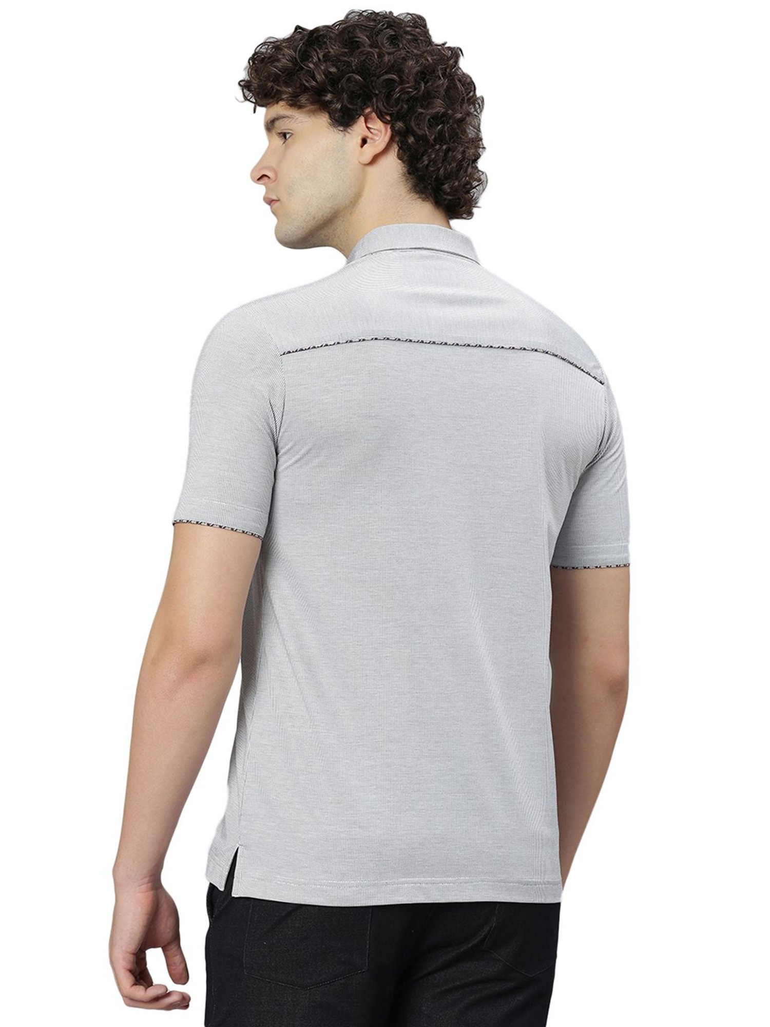 Slowave White & Black Regular Fit Printed Shirt