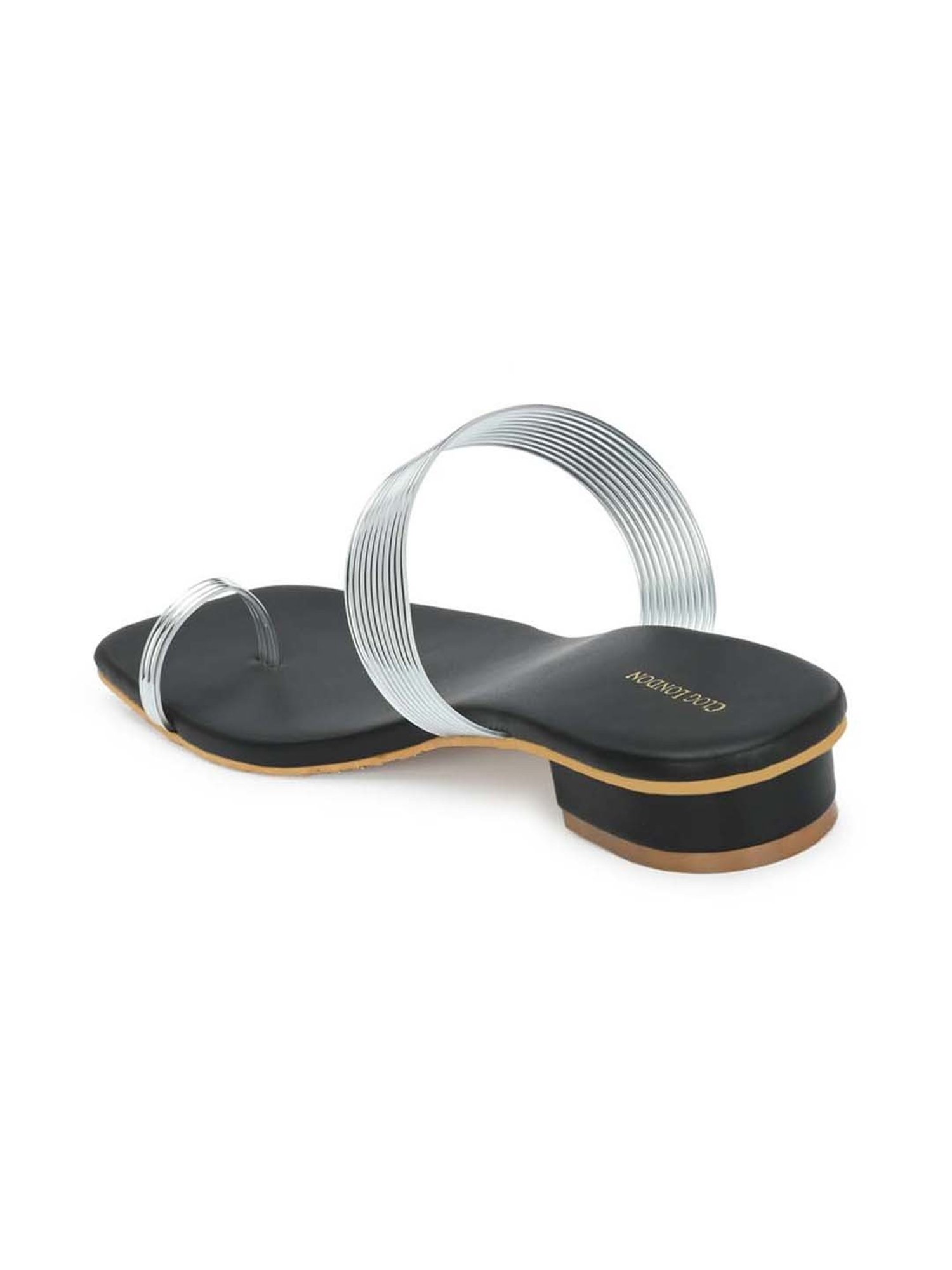 Clog London Women's Silver Toe Ring Sandals