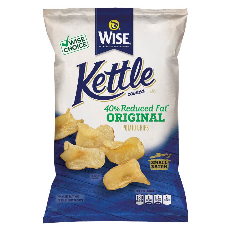 Wise Kettle Cooked Reduced Fat Original Potato Chips - 8oz