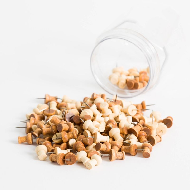 U Brands 150ct Wooden Push Pins with Jar