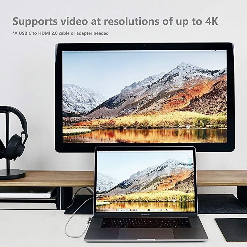 Magnetic USB C Adapter,  20Pins MagSafe to USB C Converter Support 100W Fast Charging, 10Gbps Data Transfer, 4K Video Compatible with MacBook(Pro), Dell XPS, More Type C Laptops (Silver)