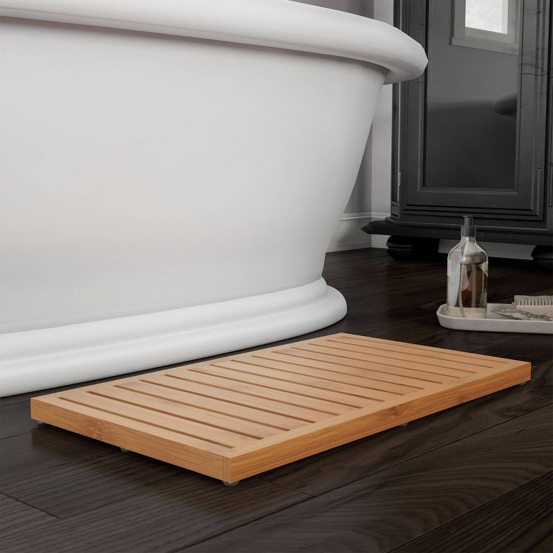 Non-Slip Eco-Friendly Wooden Slatted Bamboo Bath Mat Brown - Hastings Home
