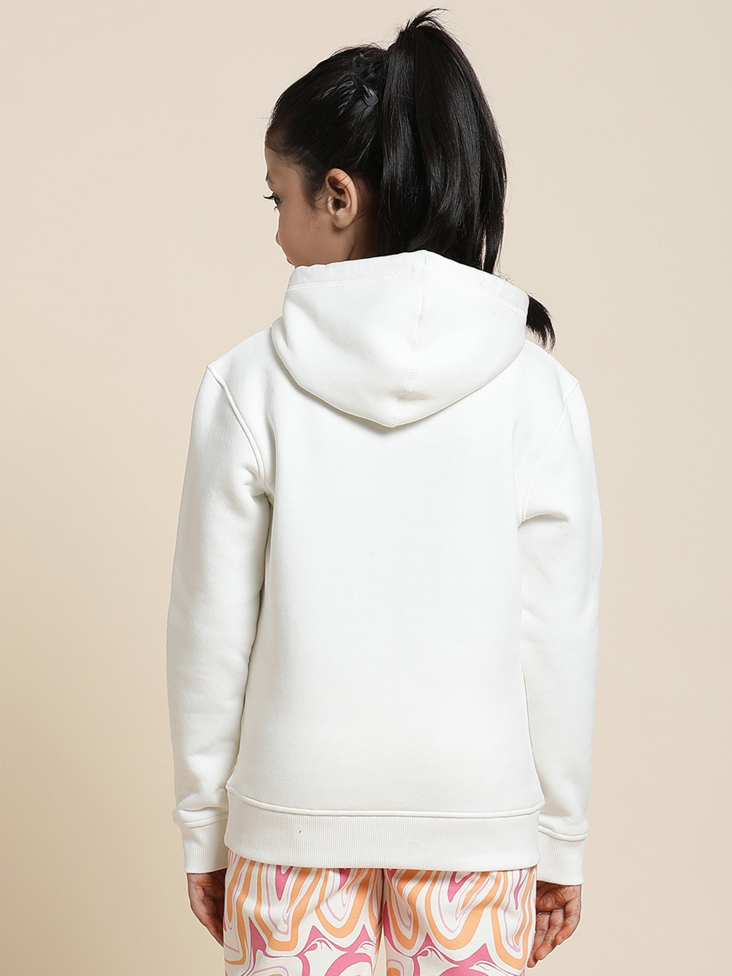 Kidsville Barbie Printed Off White Hoodie For Girls