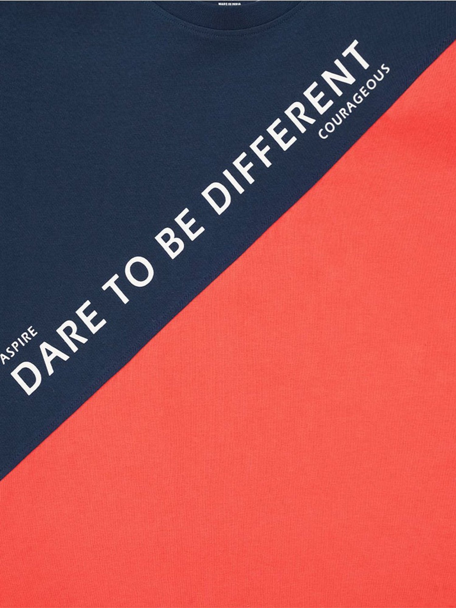 Edheads Kids Navy & Baby Pink Cotton Color Block T-Shirt