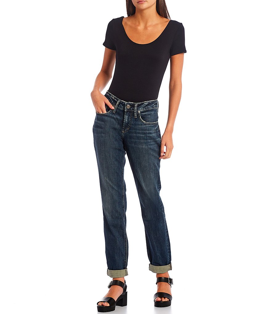 Silver Jeans Co. Boyfriend Mid Rise Rolled Cuff Jeans