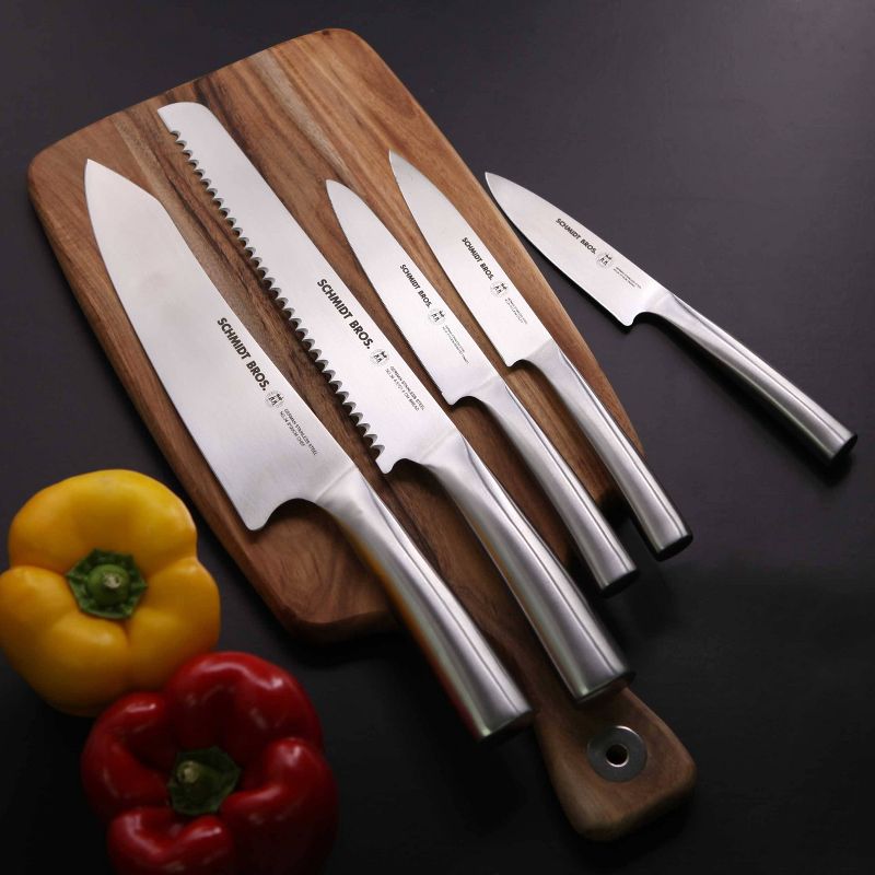 Schmidt Brothers Cutlery 6pc Stainless Steel Knife Block Set
