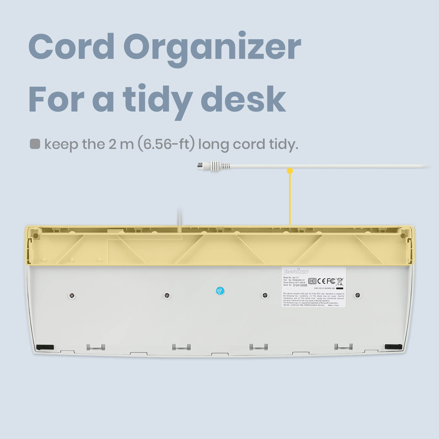 Wired PS2 Full Size Performance Keyboard - White - US English - Perixx PERIBOARD-107W