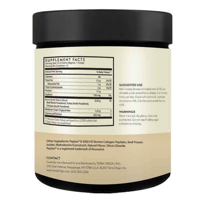 Terra Origin Collagen and Protein Bone Broth Powder Vanilla - 12.33oz