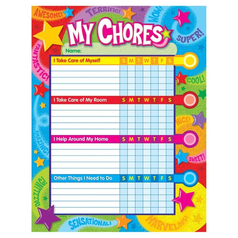 Praise Words n Stars Chore Charts, pad of 25