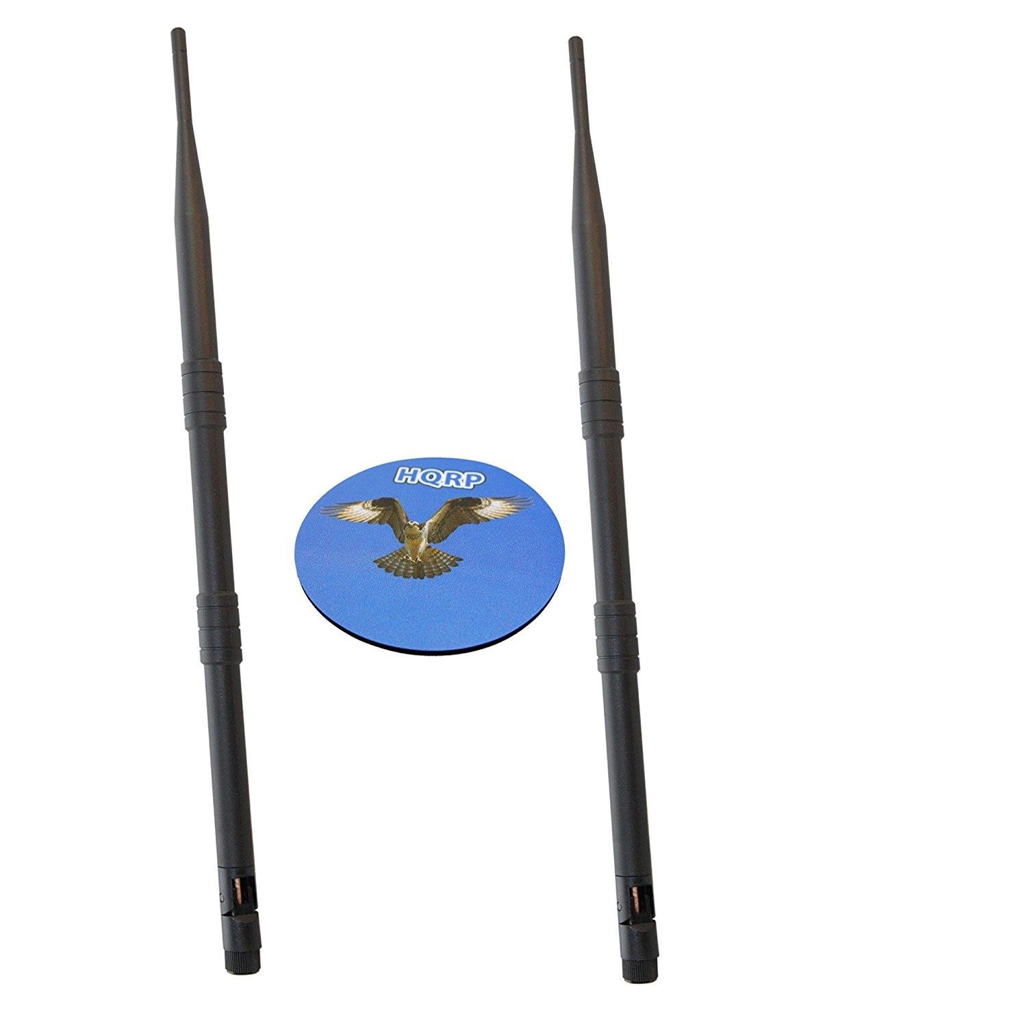 HQRP 2-Pack 2.4-2.5Ghz 9 dBi RP-SMA WiFi Booster Wireless Antenna WLAN for D-Link DI-824VUP / DP-311P / DP-311U / DP-313 / DP-G321 / DP-G310 / DPG-2000W / DSL-G604T / DSM-604H + HQRP Coaster