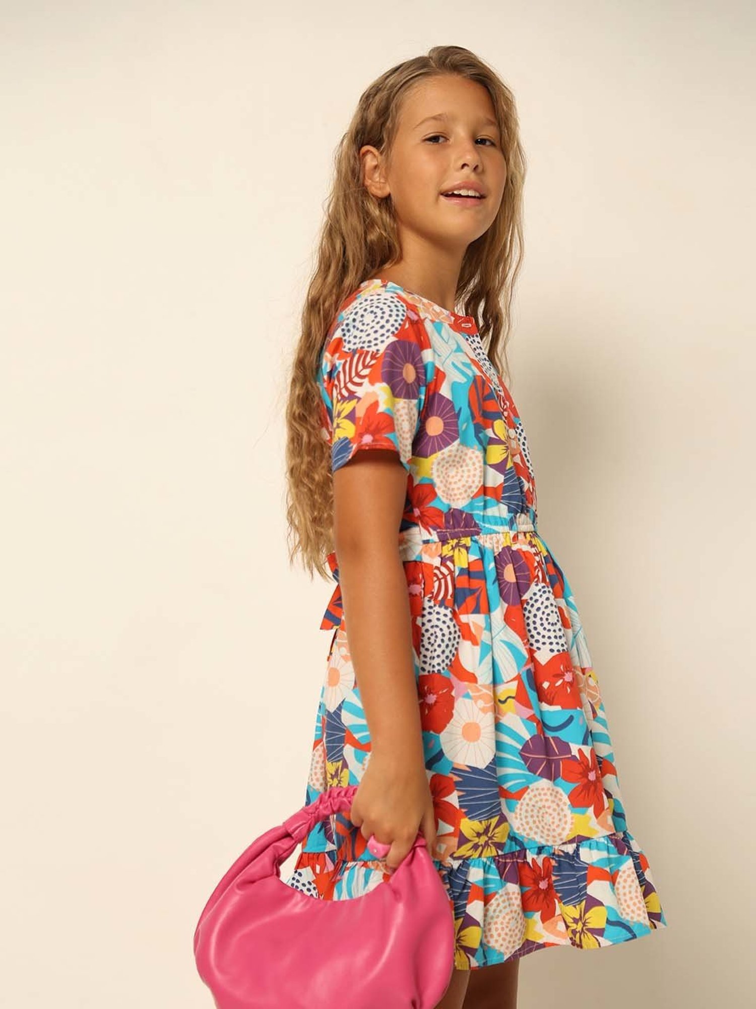 VERO MODA GIRL Multicolor Cotton Floral Print Dress