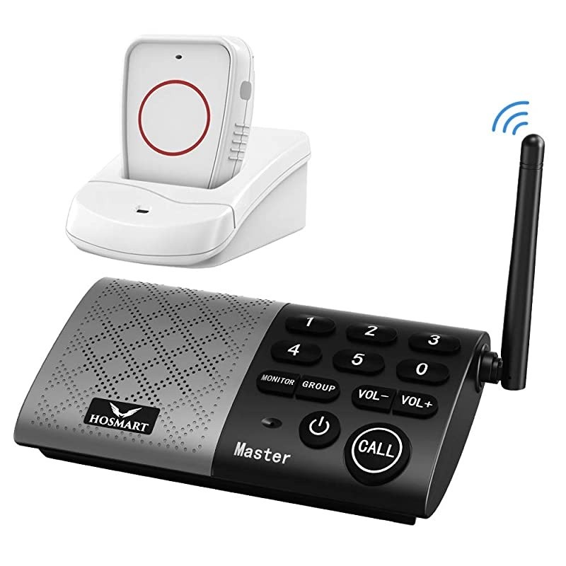 Wireless Two-Way Conversation Caregiver Pager Call Button for Elderly Senior Patient Personal Alert Alarm Nurse Call Button for Home Safety Alert System(White)