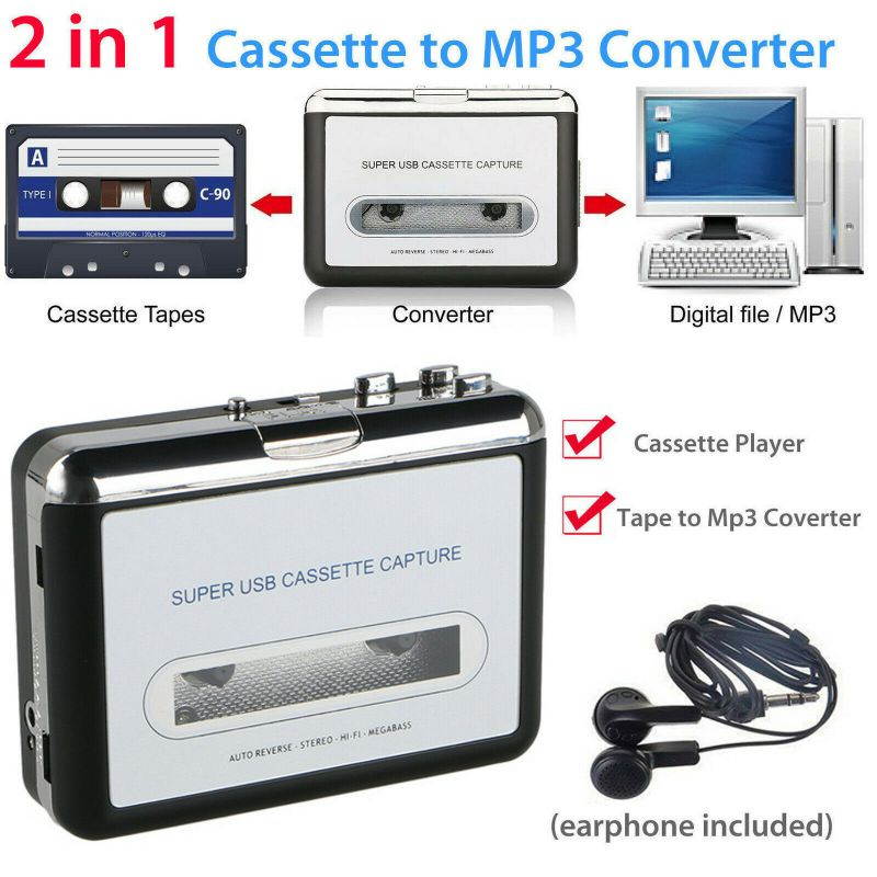 Tape to PC USB Cassette MP3 CD File Converter Capture Digital Audio Music Player